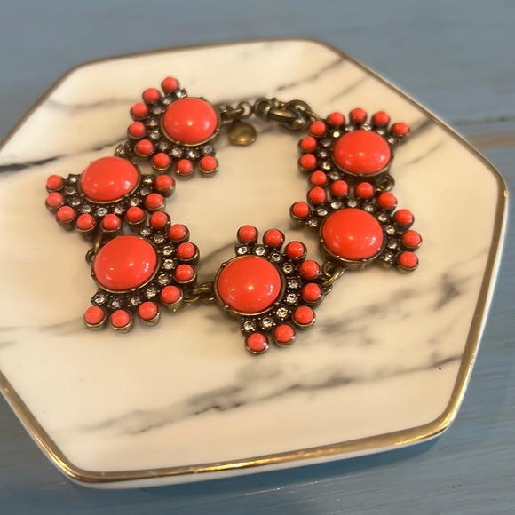 J. Crew brass and coral fan bracelet - Picture 1 of 1